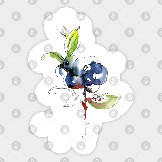 Watercolor berries Sticker by Maria Mi Art